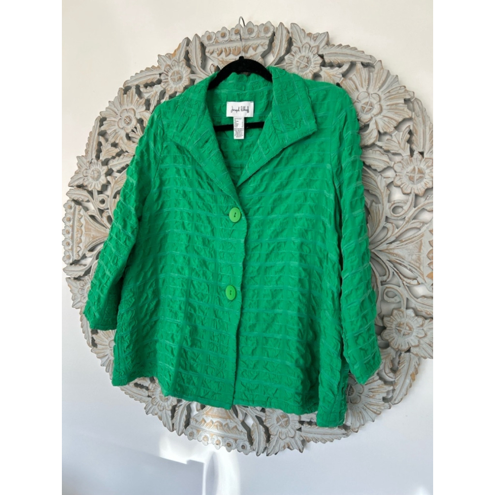 Joseph Ribkoff Island Green Textured Jacket/Blazer – Stand Collar, Size 6